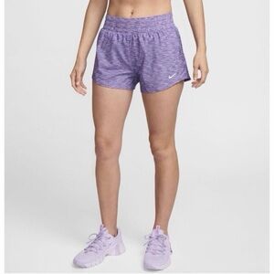 Nike One Dri-FIT Mid-Rise 3”Brief-Lined Shorts~Heathered Lavender~Size Large~NWT